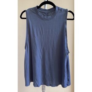 Lululemon Long Cotton Crew Neck Top Tank M/L Grey Blue